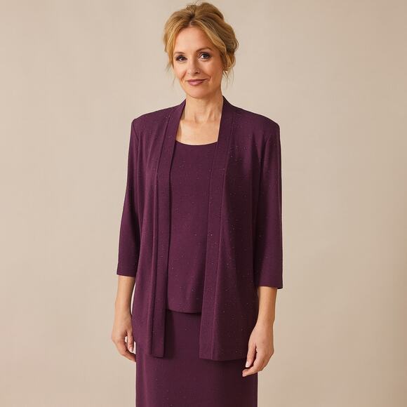 R&M Richards purple shimmer jacket and mother of the bride dress - Picture 1 of 7